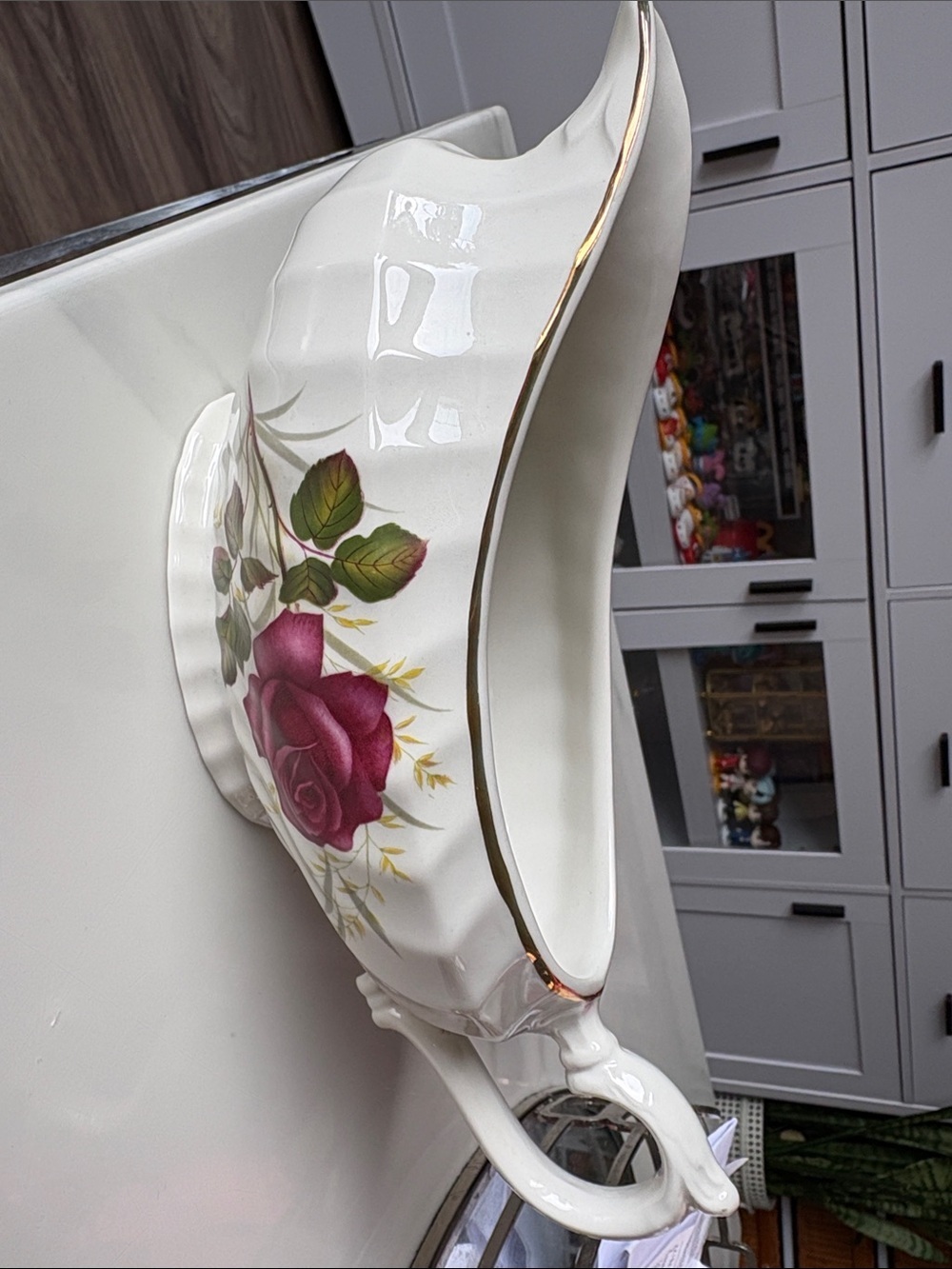 Vintage Anniversary Rose by Myott England Gravy Boat with Underplate - Picture 3 of 5